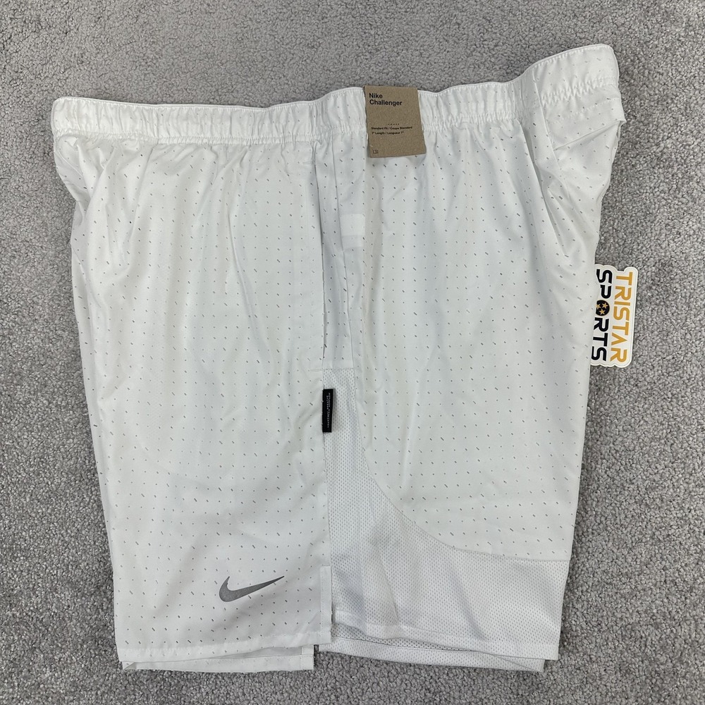 Nike Challenger Shorts Mens 2XL White Dri-FIT 7" Running Athletic Training